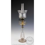 A Victorian glass oil lamp,
