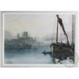 Albert Pollitt (1859-1926), Watercolour, York Minster seen from the river, Signed, 24.