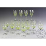 A set of ten 20th century uranium glass wine glasses,