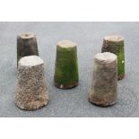 Five 19th century stone staddle stone bases,