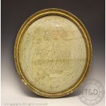A George III silk embroidered map of England and Wales by 'M.