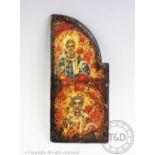 An Orthodox door panel from a triptych, 18th/19th century, Oil on panel,
