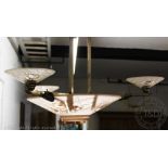 A French Art Deco glass ceiling light,