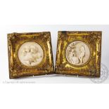 After Edward William Wyon (British 1811-1855), a pair of reconstituted stone tondo plaques,