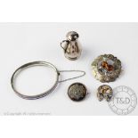 A selection of silver jewellery, to include; a Scottish silver and citrine set brooch,