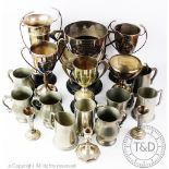 A collection of six silver plated agricultural show trophies, to include: the 'Vyrnwy Challege Cup',