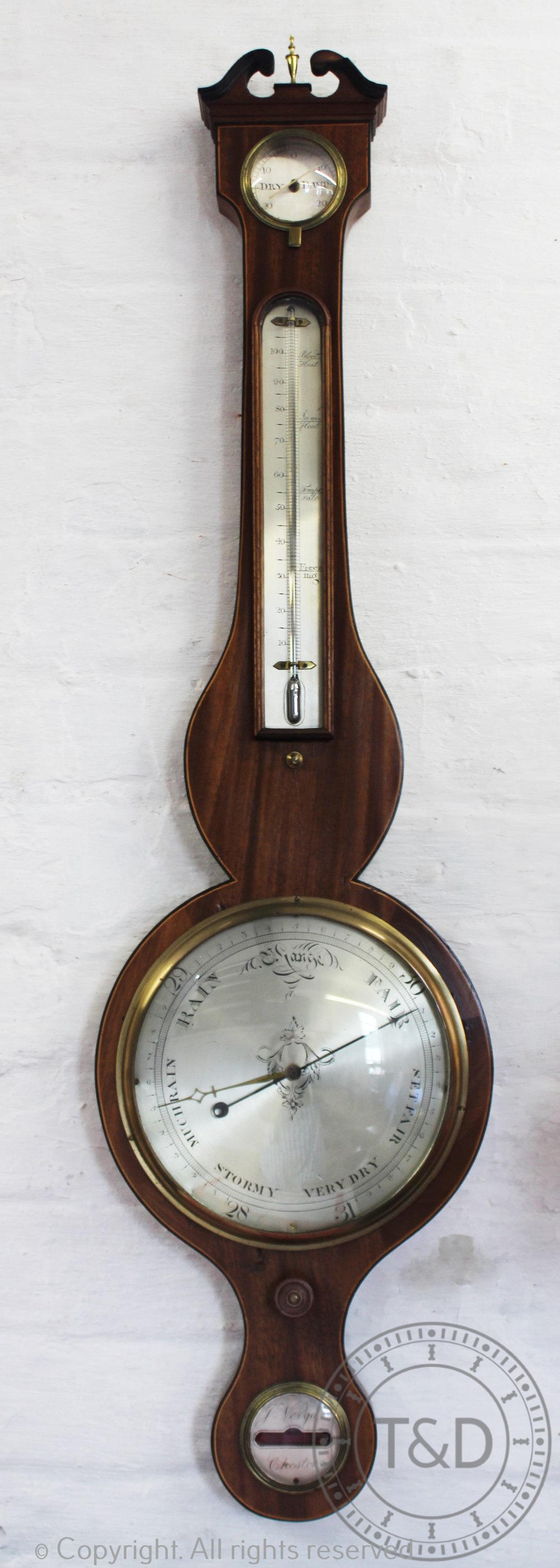 A 19th century wheel barometer signed 'J.