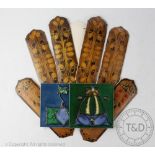 Seven Art Nouveau finger plates, each of ogee form,