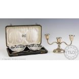 A silver short candelabra, Harrison Brothers & Howson Ltd, Birmingham 1988,