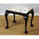 A George III style stool, with ball and claw feet, 47cm H x 52cm W,