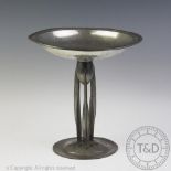 A Liberty Tudric pewter pedestal comport, model number 01161, impressed marks, 26.