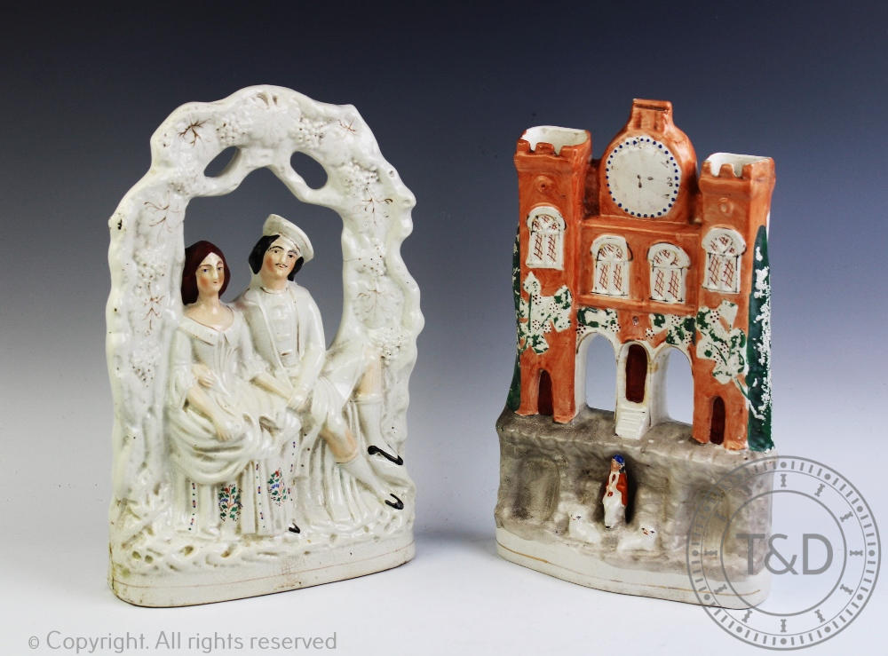 A 19th century Staffordshire flat back model of a castle,