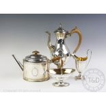 A George III style silver four piece tea and coffee service, C J Vander Ltd, London 1969,
