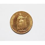 Hungary: a 10 Korona gold piece dated 1910 and a French 5 Francs gold coin, Napoleon III dated 1864,