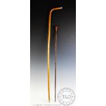 A Brigg, London faux bamboo walking cane, with silver mount to handle, A Bromet & Co,