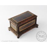 A Chinese / Indian cloisonne mounted hardwood casket, circa 1900,