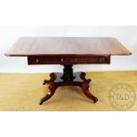 A Regency mahogany and rosewood crossbanded library table,