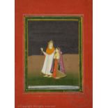 Indian School (18th century), gouache on card, depicting a figure being guided through a landscape,