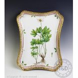 A Royal Copenhagen Flora Danica lobed dish, decorated with 'Anemone silvestris L', signed verso,