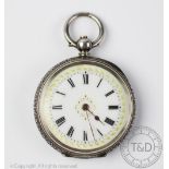 A Swiss enamelled fob watch, 19th century,