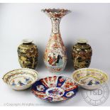 A Japanese porcelain Imari vase, Meiji period,