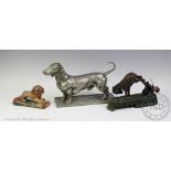 A pewter model of a dachshund, 31cm long,