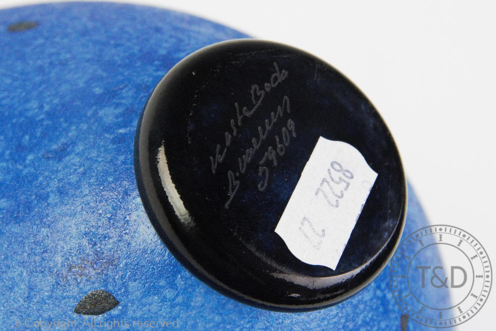 A Kosta Boda glass vase, in mottled blue, signed and with signature possibly for Bertil Vallien, - Image 2 of 2