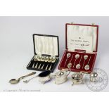 A selection of silver, to include: a George V silver mustard, Haseler Brothers,