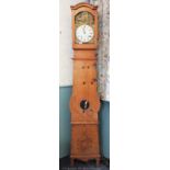 A 19th century French pine comptoise longcase clock,
