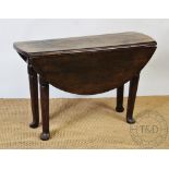 An 18th century style oak drop leaf table, of small proportions, 51cm H x 80cm W,