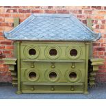 A modern Chinese style green painted wall mounted dovecote,