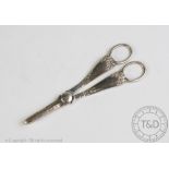 A pair of Victorian silver grape scissors, Josiah Williams & Co, London 1898,