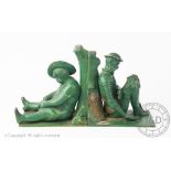 A pair of contemporary cast bronze figural bookends,