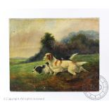 Miss E Dodd, Oil on canvas, Two setters in a field, Signed, 43cm x 53.
