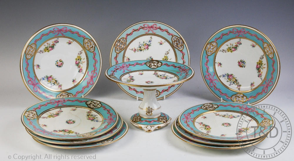 A late 19th century continental ten piece part dessert service, - Image 2 of 5