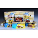 Fourteen boxed Corgi diecast models of fire-engines in various types and sizes of box