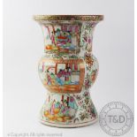 A large Chinese porcelain Canton Gu vase, 19th century,