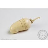 A Chinese carved ivory gourd snuff bottle, 19th century,