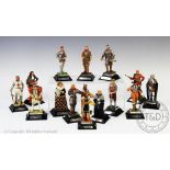 A collection of fifteen painted white metal figures of Kings and Queens of England and Great