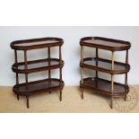 A of reproduction Regency style three tier occasional tables, of rounded rectangular form,