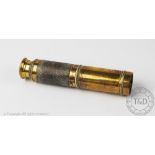 A Victorian lacquered brass two drawer telescope, with leather grip,