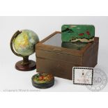 A William Crawford & Sons Ltd novelty biscuit tin, formed as a globe on stand, 20cm high,