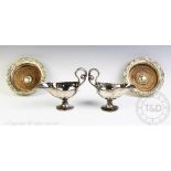A pair of late 19th century silver plated sauce boats,
