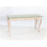 A contemporary limed beech wood glass top console table,