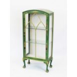A 1920's Japanned green lacquered display cabinet,