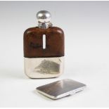 An Edwardian silver mounted hip flask,