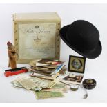 A gent's boxed bowler hat by Moss Bros,