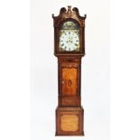 A 19th century oak and mahogany 8 day, cross banded long case clock,