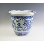 A Chinese porcelain blue and white jardiniere,