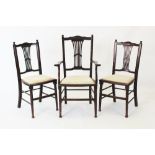 A set of six Edwardian stained beech wood chairs,